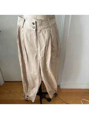 ULLA JOHNSON Cotton Blend High Waisted Cream Pants Size 2‎